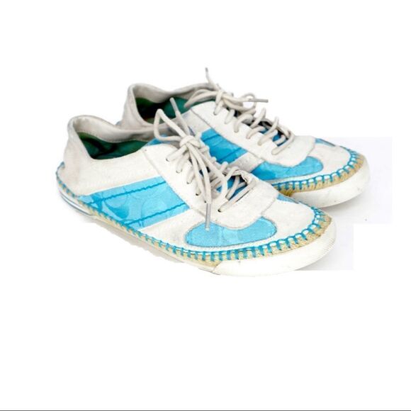COACH Blue & White Parson Espadrilles Sneakers, Size 5.5 - Picture 5 of 8